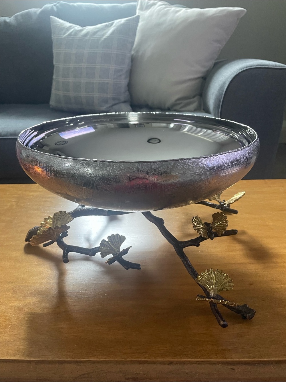 Michael Aram Ginkgo Branch Metal Stand - Silver and Gold NWT